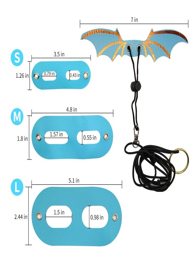 Abustle pig Adjustable Bearded Dragon Leash Harness,3 Size Pack Leather Wings Safty Walking Leash for Bearded Dragon Lizard Reptiles (Blue) - Image 5